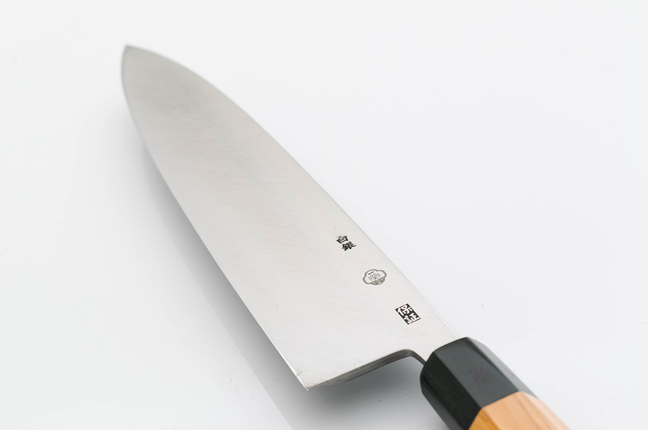 堺一文字光秀 白銀 霞研 身卸包丁 鞘付き