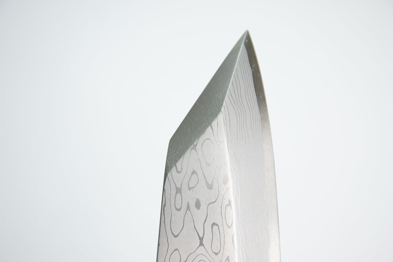 煌 青一炎紋墨流 切付出刃 黒檀柄