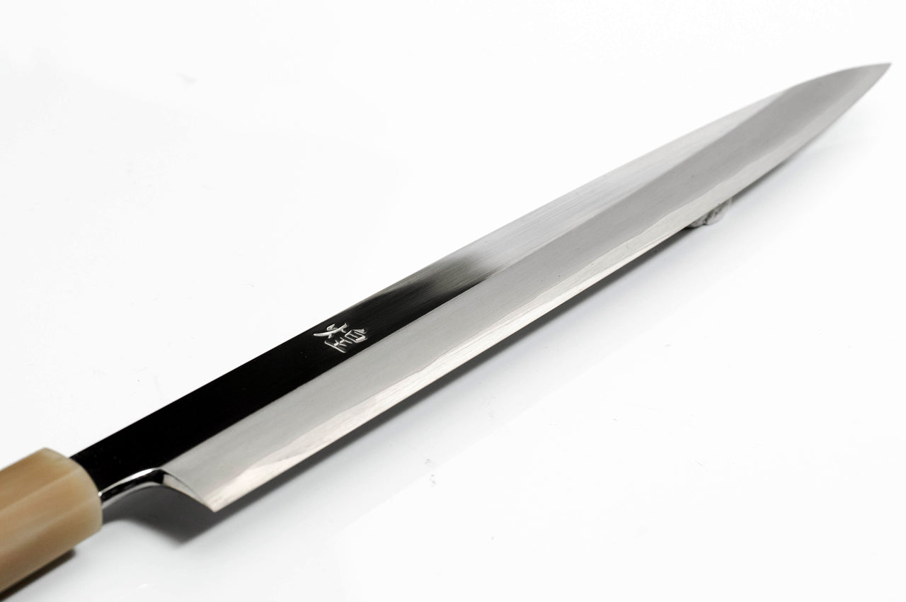 煌 スーパーゴールド2 鏡面仕上 柳刃包丁 黒檀白水牛洋白巻柄