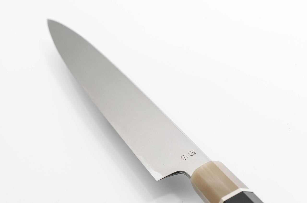 煌 スーパーゴールド2 鏡面仕上 柳刃包丁 黒檀白水牛洋白巻柄