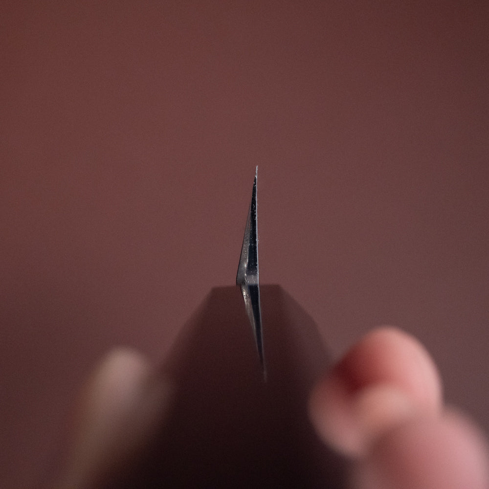 堺一文字光秀 青一鋼 炎紋鍛 墨流し 切付柳刃包丁 白鞘付き