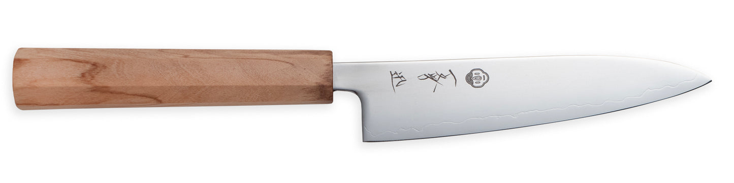 一文字 迅 SLD鋼 ペティナイフ 13cm オリーブ柄 – 果物の皮むきや飾り切りに便利な小型包丁