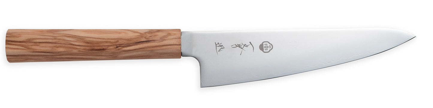 一文字 迅 SLD鋼 小三徳包丁 15cm オリーブ柄 – 万能に使える家庭用ミニ包丁