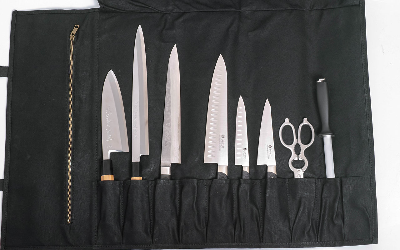 堺一文字光秀 防水加工キャンバスナイフバッグ10本 (黒)