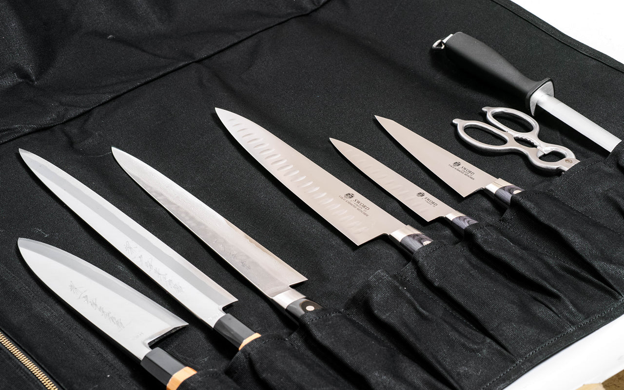 堺一文字光秀 防水加工キャンバスナイフバッグ10本 (黒)