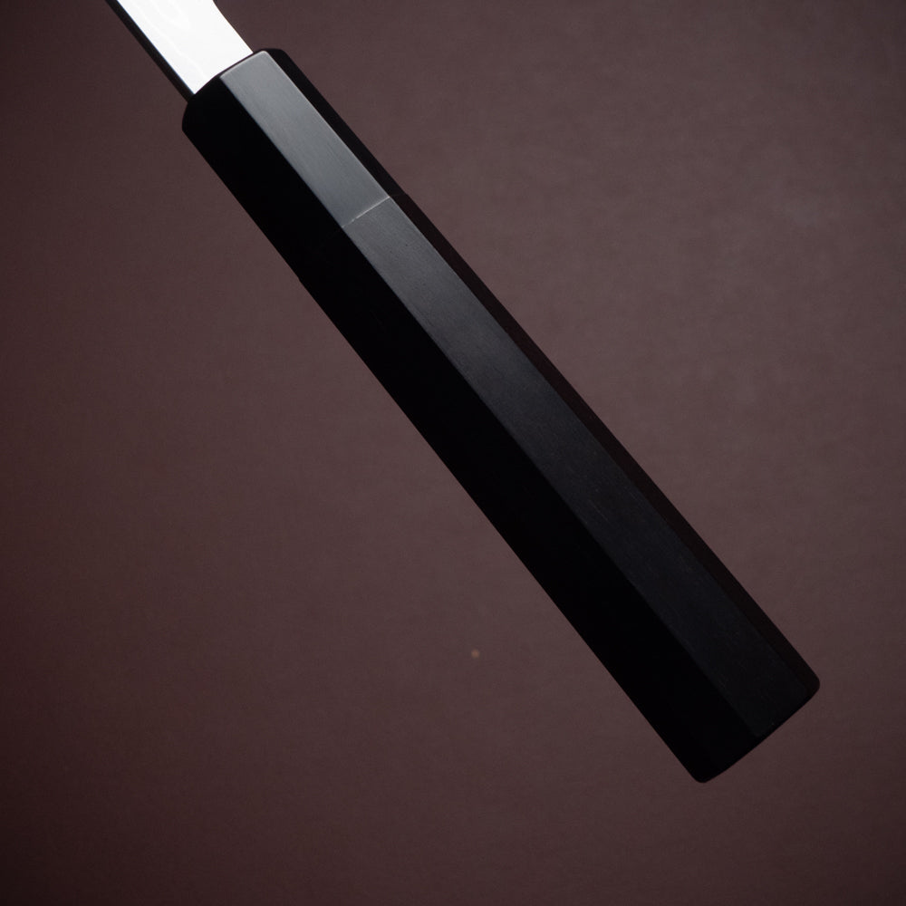 堺一文字光秀 青一鋼 炎紋鍛 墨流し 切付柳刃包丁 白鞘付き