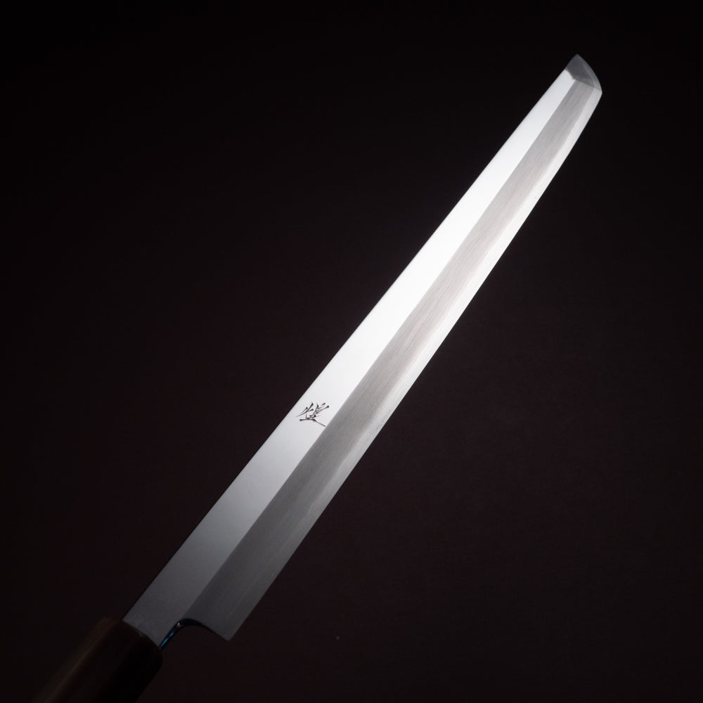 煌スーパーゴールド2鏡面仕上先丸たこ引き包丁黒檀白水牛洋白巻柄白鞘