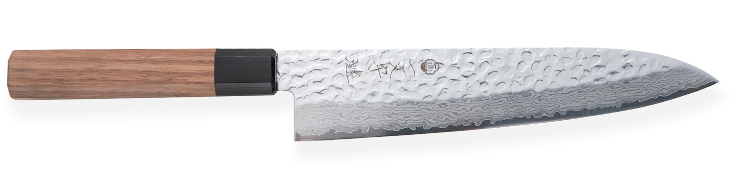一文字 漣 VG10槌目ダマスカス 和式牛刀 ウォールナット柄