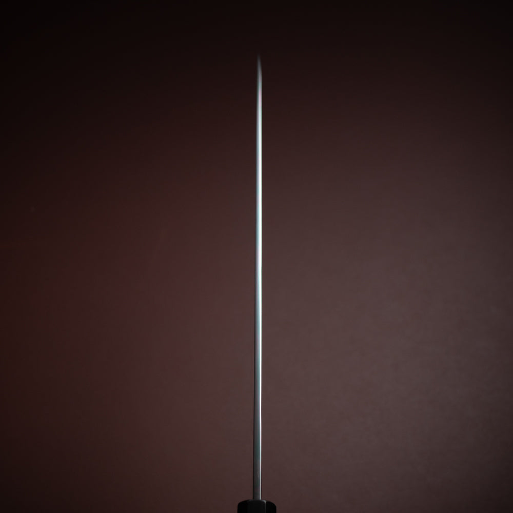 堺一文字光秀 青一鋼 炎紋鍛 墨流し 柳刃包丁 白鞘付き