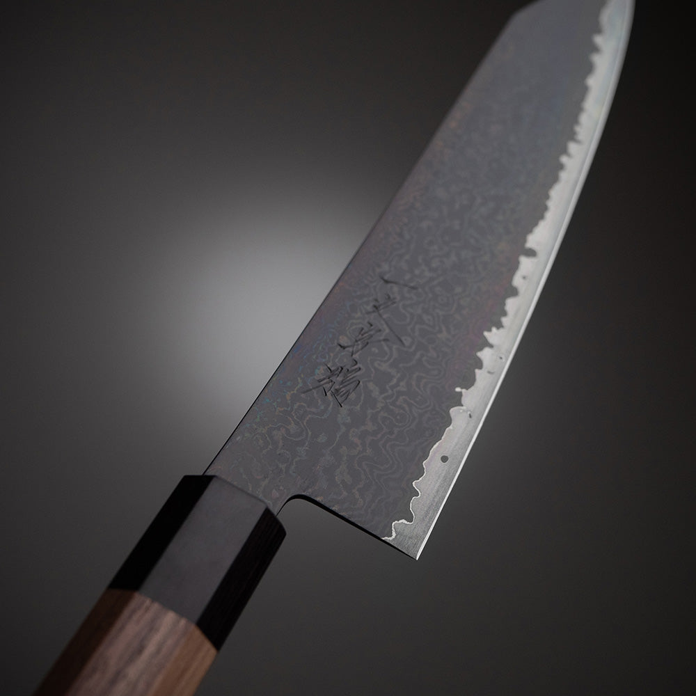 VG10ダマスカス鋼 9寸先丸柳刃 黒檀黒水牛柄 差し出し 