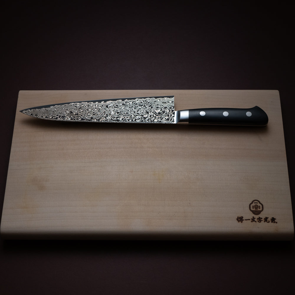 5. 新品 未使用 真澄作 牛刀 業務用 最高級特殊本鍛造 鋼 33cm 直澄作 牛刀 両刃 210mm 全鋼 共口金付き 黒合板柄 : ほんまもん